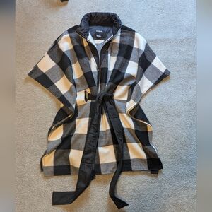 Desigual Belted Plaid Poncho